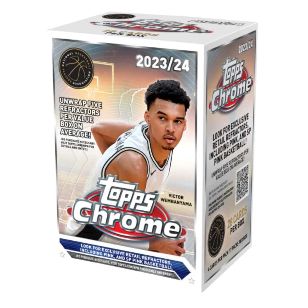 Caja Topps Chrome Basketball 2023/24 – Victor Wembanyama y 5 Refractors exclusivos