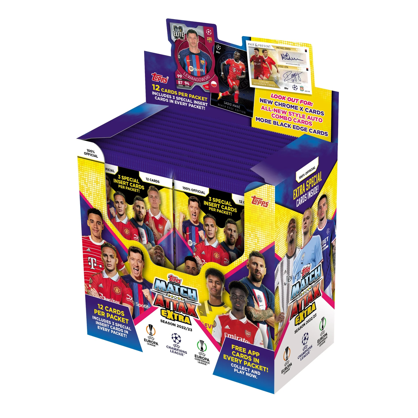 Caja Topps Match Attax Extra UEFA 2022/23 – edición oficial con 12 cartas por sobre