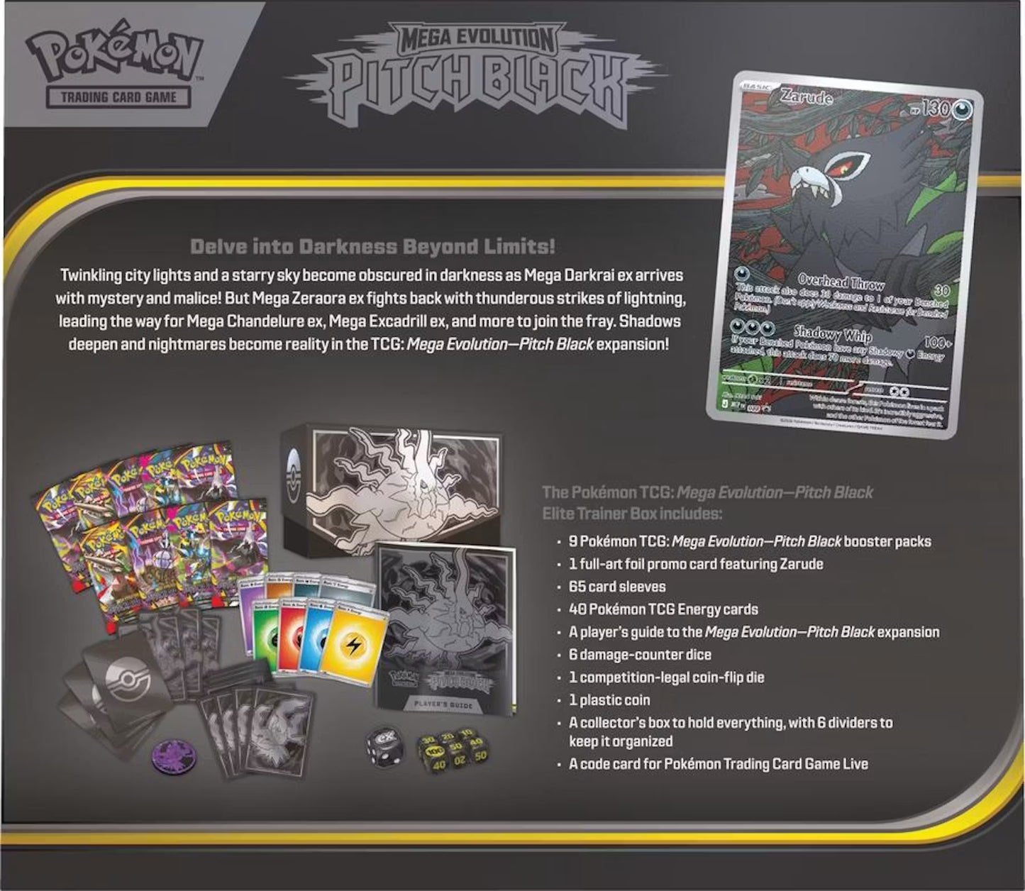 Pokémon TCG: Mega Evolution—Pitch Black Elite Trainer Box (PRE VENTA)