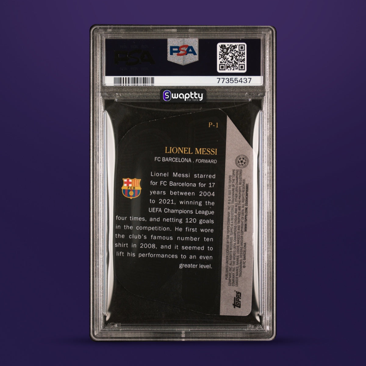 2022-23 Topps UEFA Lionel Messi Perfect10n — reverso