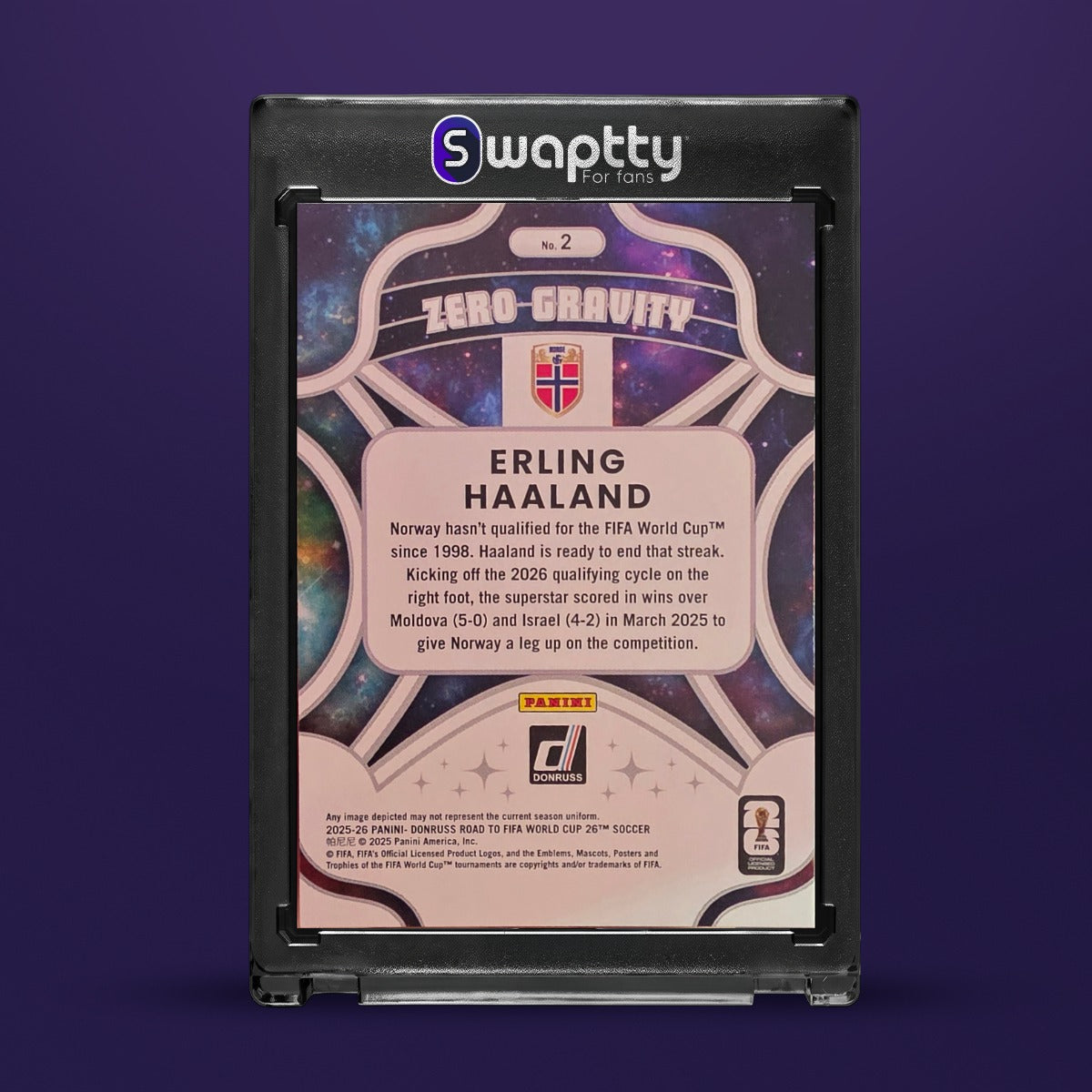 25-26 PANINI DONRUSS FIFA WC ZERO GRAVITY ERLING HAALAND — reverso