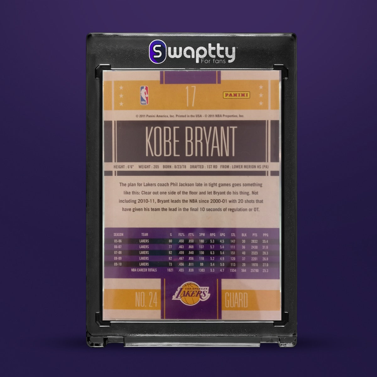 2011 Panini Classics Kobe Bryant — reverso