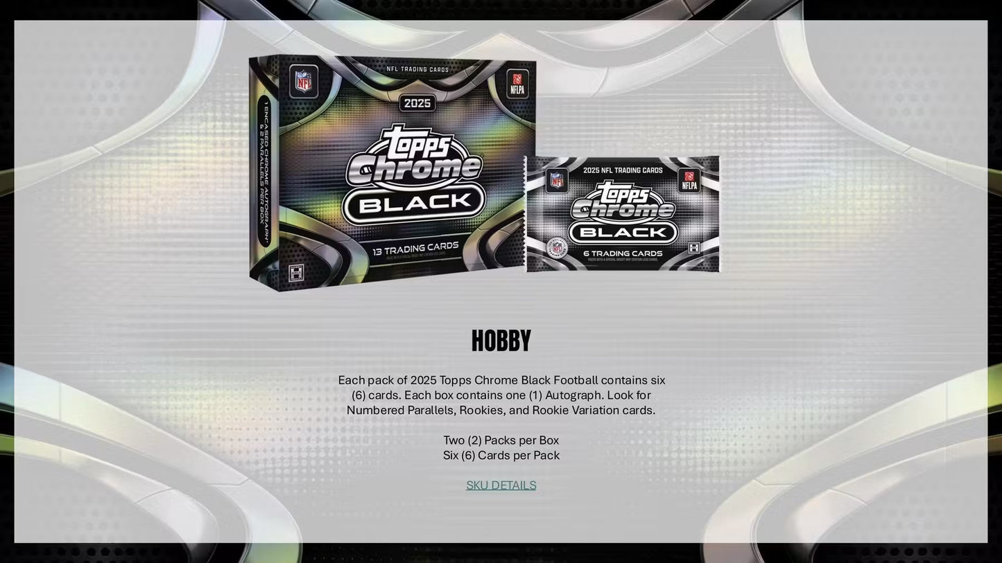 2025 Topps Chrome Black Football Hobby Box (Pre Venta)