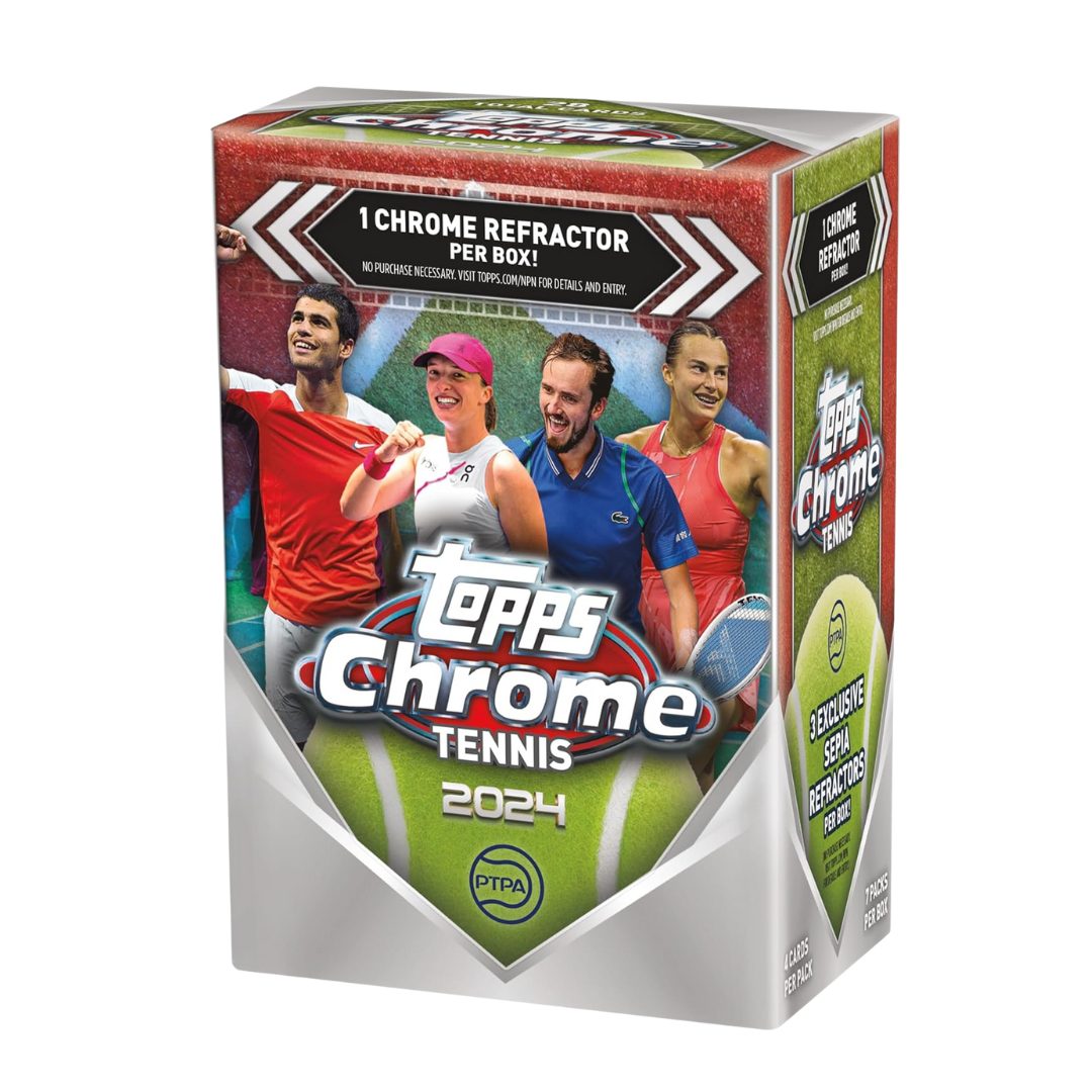 Caja Topps Chrome Tennis 2024 – Alcaraz, Swiatek, Medvedev y Sabalenka con refractors exclusivos