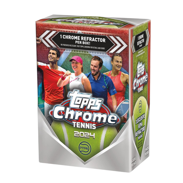 Caja Topps Chrome Tennis 2024 – Alcaraz, Swiatek, Medvedev y Sabalenka con refractors exclusivos
