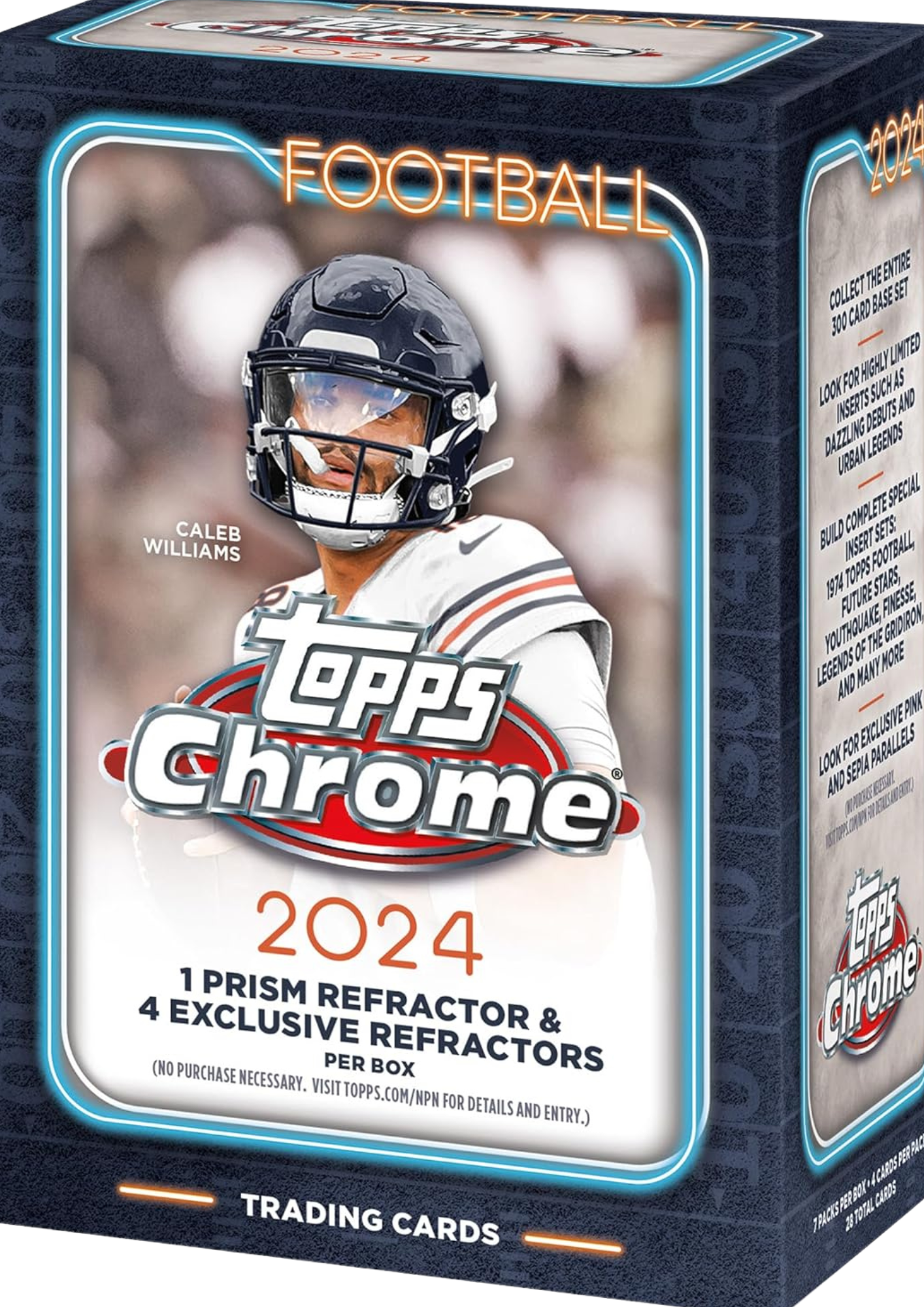 Caja Topps Chrome Football 2024 – Caleb Williams y refractors exclusivos
