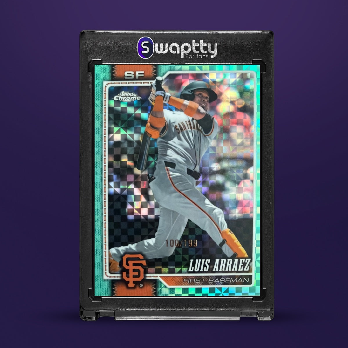 Luis Arraez 2026 Topps Chrome Aqua  X-fractor /199 #168 Giants — frente