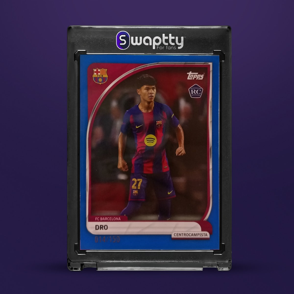 2026 Topps Barcelona Tin Duro RC Blue /150 — frente