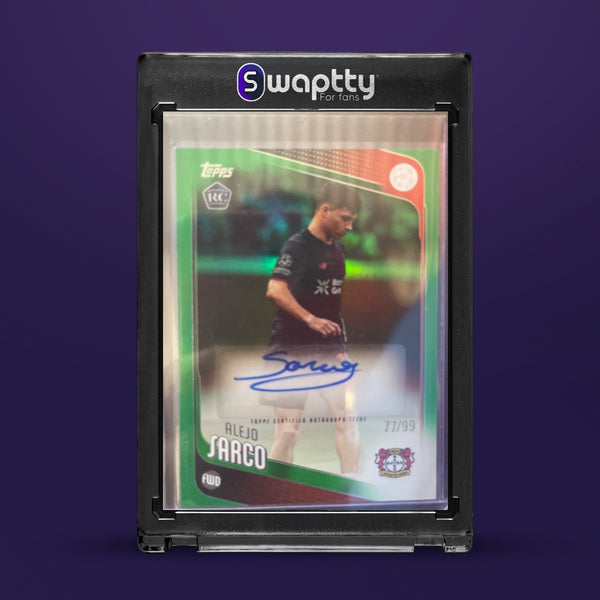 2025/26 Topps UCC RC Alejo Sarco Auto 77/99 — frente