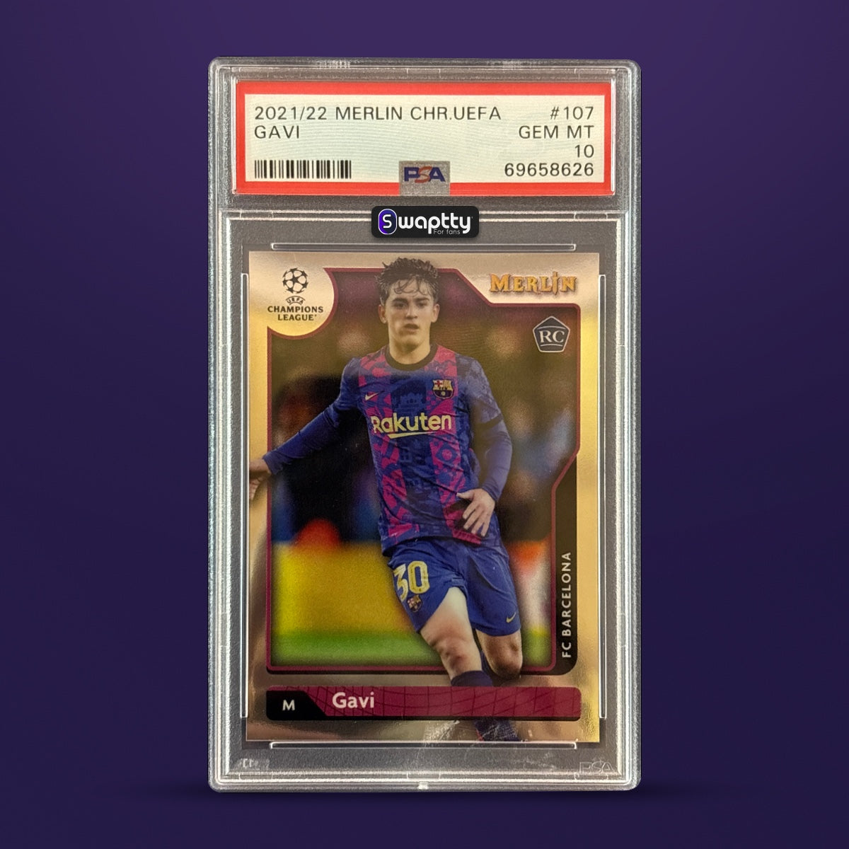 2021-22 Topps Merlin UCL Gavi RC PSA 10 — frente