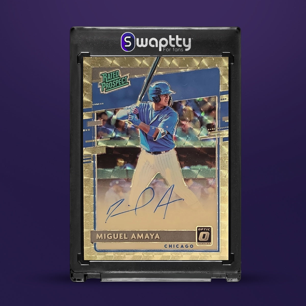 2020 Optic Miguel Amaya RPS-MA Rated Prospect Rookie Auto Gold Vinyl Prizm 1/1 — frente
