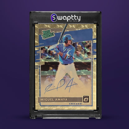 2020 Optic Miguel Amaya RPS-MA Rated Prospect Rookie Auto Gold Vinyl Prizm 1/1 — frente