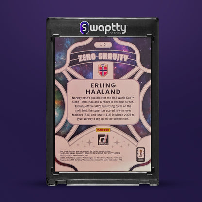 25-26 PANINI DONRUSS FIFA WC ZERO GRAVITY ERLING HAALAND — reverso