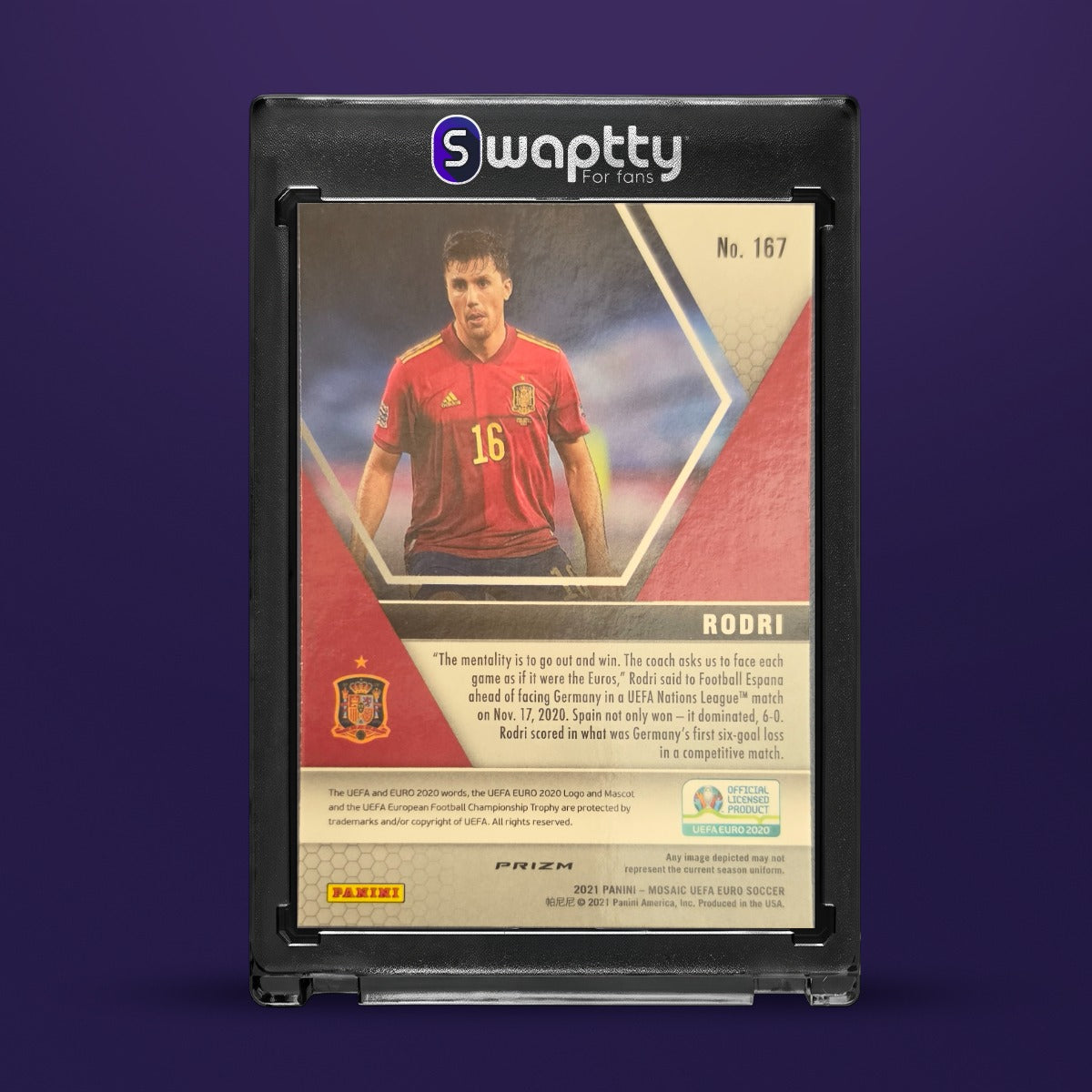 2021 PANINI MOSAIC UEFA EURO 2020 RODRI — reverso