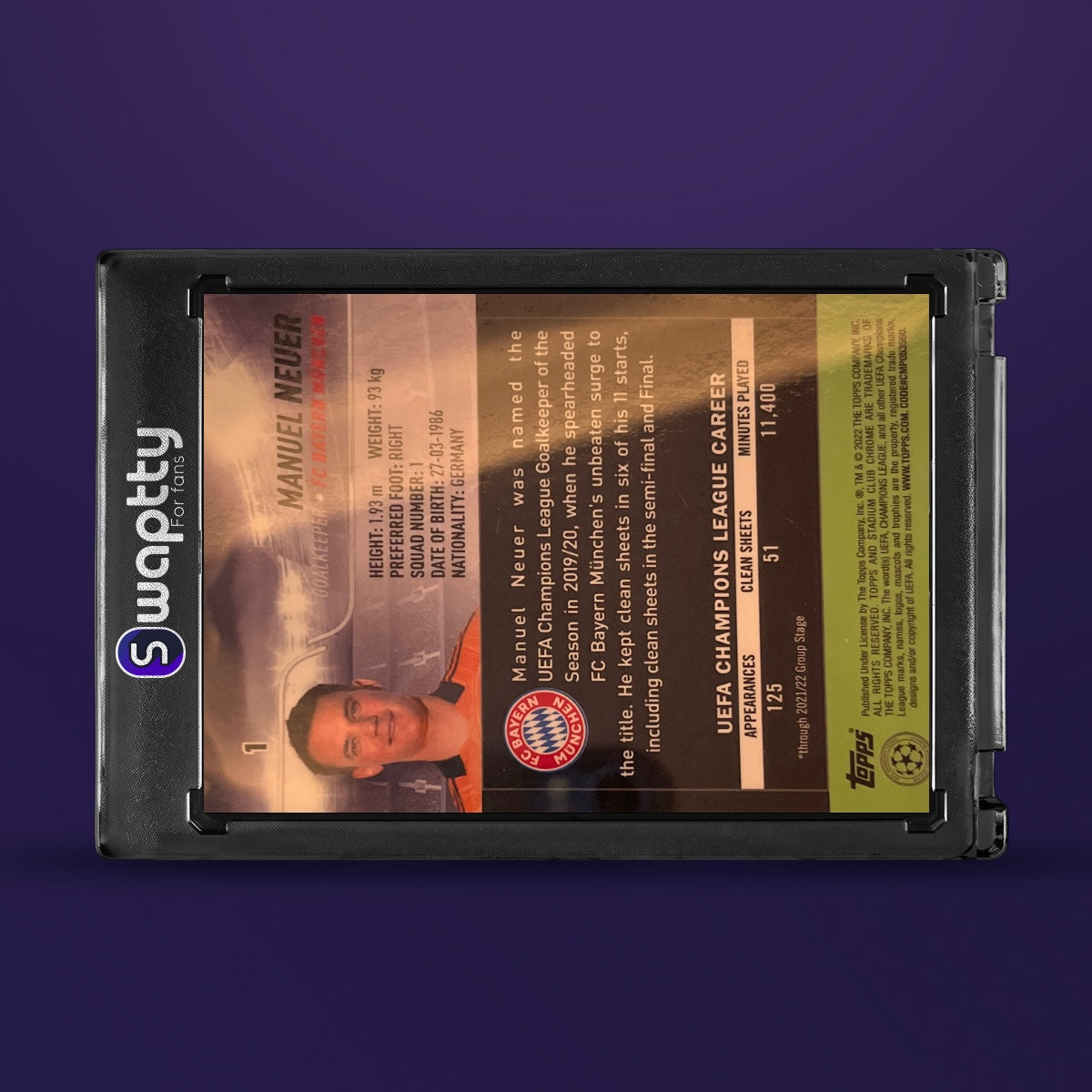 2022 Stadium Chrome Manuel Neuer — reverso