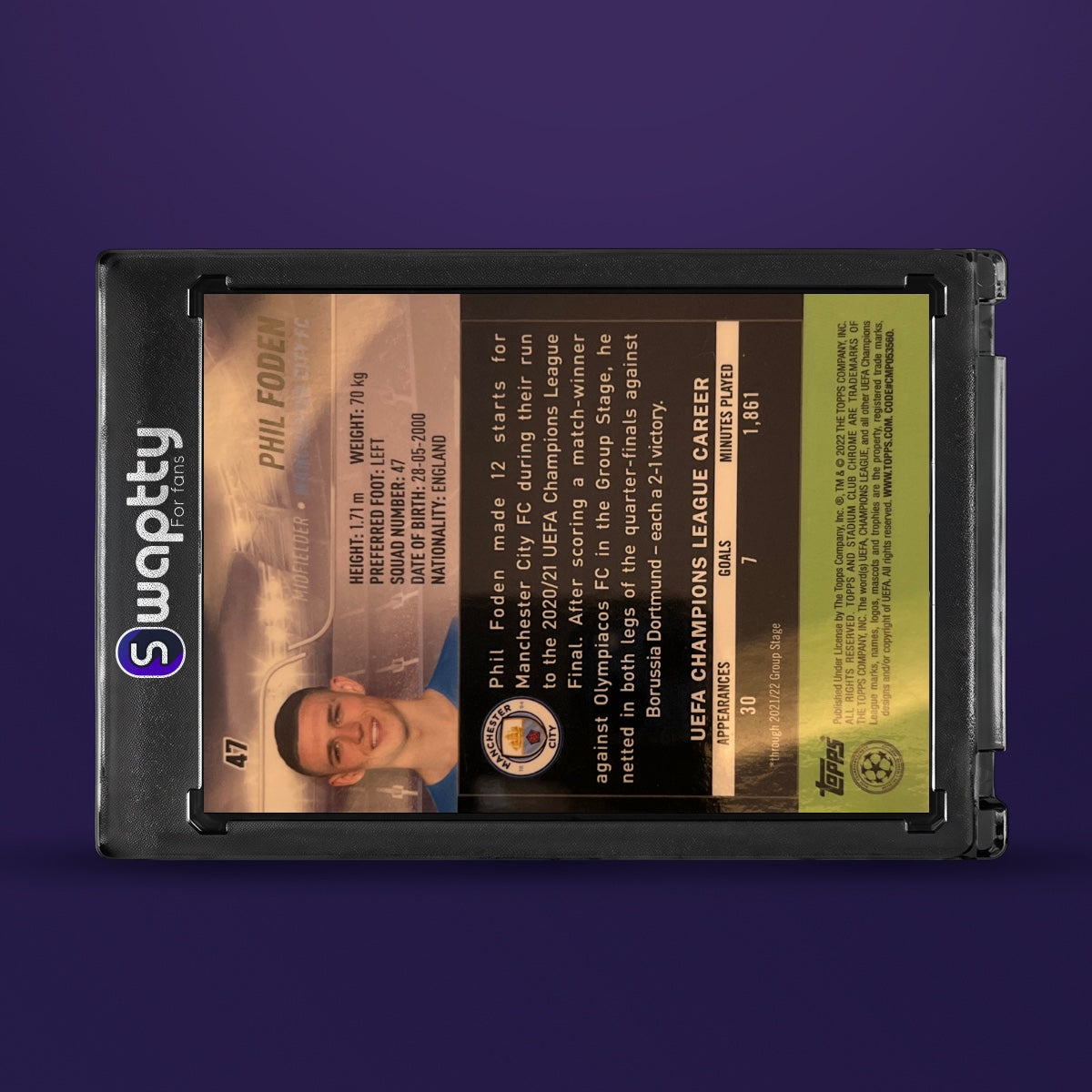 2022 Stadium Chrome Phil Foden — reverso